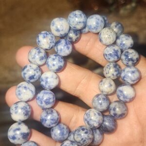 Blue Spot Jasper 10mm Bead Bracelet roughly 7 1/4 to 7 1/2 No Cancelations or Rt